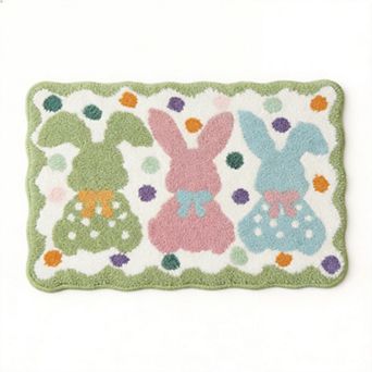Easter Bunny Bathroom Rug Soft Tufted Non Slip Spring Home Decor