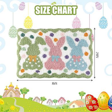 Easter Bunny Bathroom Rug Soft Tufted Non Slip Spring Home Decor