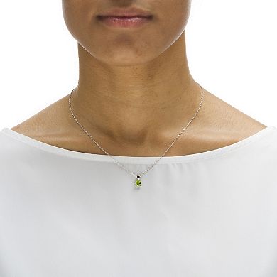 Simulated Birthstone .925 Silver Necklace 18"