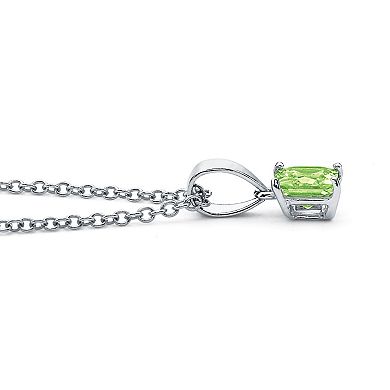 Simulated Birthstone .925 Silver Necklace 18"