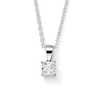 Simulated Birthstone .925 Silver Necklace 18"