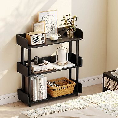 Costway 3-Tier Bookshelf with Anti-Tipping Kit, Industrial Storage Unit for Living Room Rustic