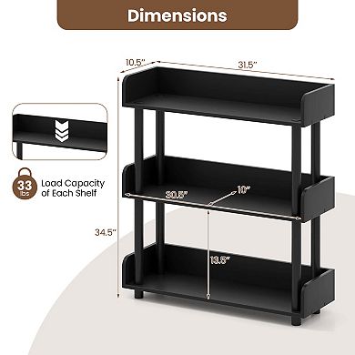 Costway 3-Tier Bookshelf with Anti-Tipping Kit, Industrial Storage Unit for Living Room Rustic