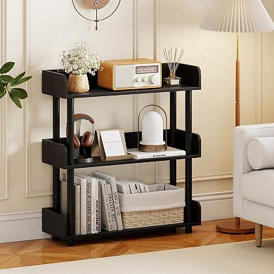 Costway 3-Tier Bookshelf with Anti-Tipping Kit, Industrial Storage Unit for Living Room Rustic