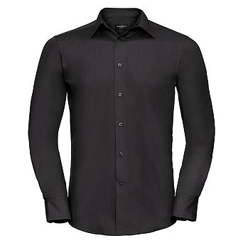 Russell Collection Mens Polycotton Tailored Long-Sleeved Shirt
