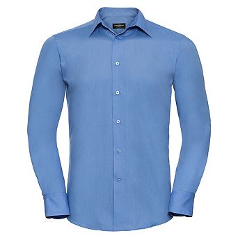 Russell Collection Mens Polycotton Tailored Long-Sleeved Shirt