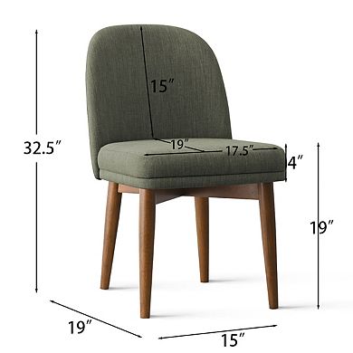 Set of 2 Modern Upholstered Linen Dining Chairs-Tanpinhause