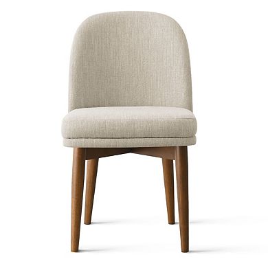Set of 2 Modern Upholstered Linen Dining Chairs-Tanpinhause