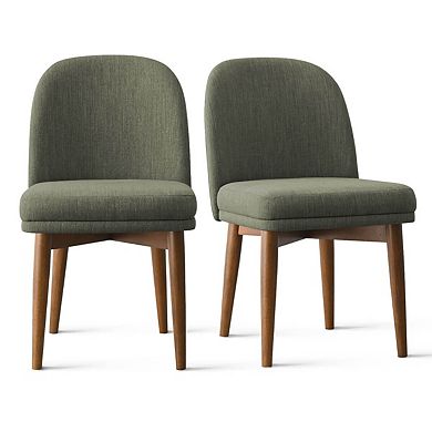Set of 2 Modern Upholstered Linen Dining Chairs-Tanpinhause