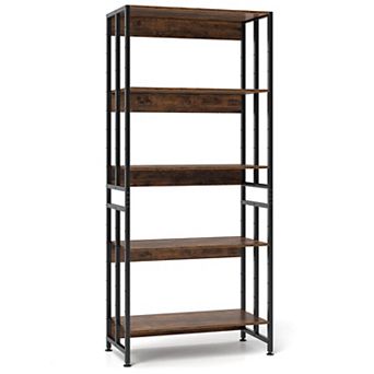 Costway 5 tier Bookshelf 62" Tall Bookcase with Tiltable Shelves Display Storage Rack