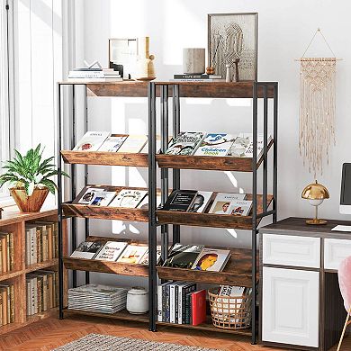 Costway 5 Tier Bookshelf 62" Tall Bookcase with Tiltable Shelves Display Storage Rack
