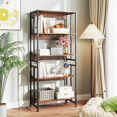 Costway 5 Tier Bookshelf 62" Tall Bookcase with Tiltable Shelves Display Storage Rack