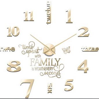 3D Adjustable Wall Clock Decor with Family Quote Stickers: DIY Kit for Home, Living Room, Bedroom