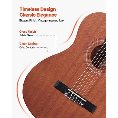 Natural Beginner Classical Guitar for Kids, Nylon String Guitar with Tuner, Capo, and Accessories