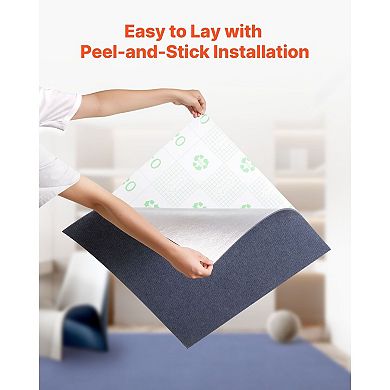 Peel and Stick Carpet Tiles 15-Pack with Cushioned Layers for Bedrooms or Offices