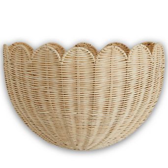 Scalloped Wicker Wall Basket Hand Woven Decor Hanging Baskets