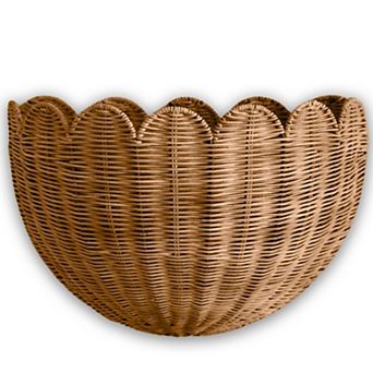 Scalloped Wicker Wall Basket Hand Woven Decor Hanging Baskets