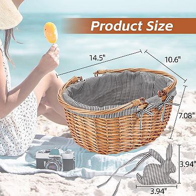 Willow Basket Folding Handles Empty Easter Basket