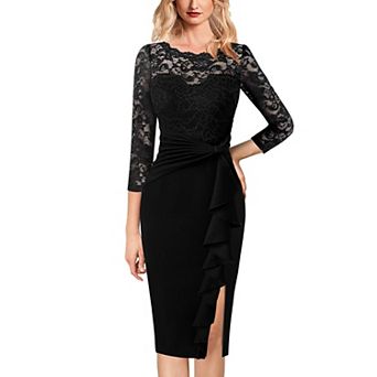 Womens Ruffle Peplum Sheath Dress