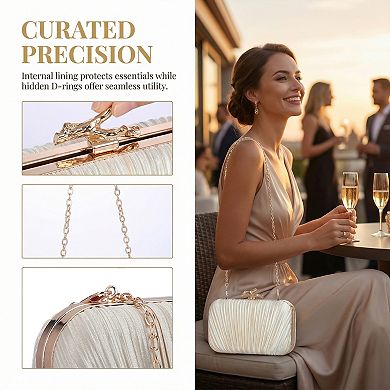Clutch Purses for Women Evening Bag Pleated Shoulder Bag with Chain