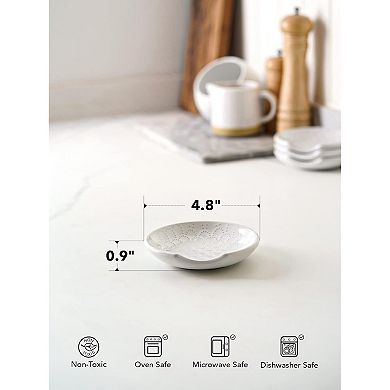 Set of 4 Ceramic Spoon Rests for Counter & Stove, 4.8” - White, Housewarming Gift, Farmhouse Decor