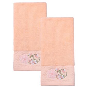 Floral Embroidered Hand Towels for Bathroom, 29" x 13" Soft Absorbent Flower Hand Towel Set