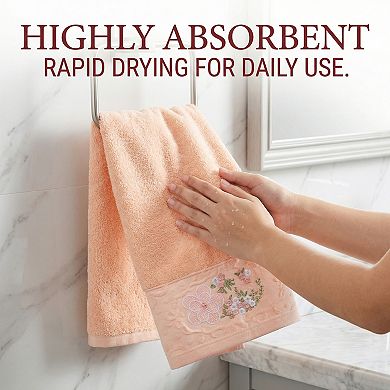 Floral Embroidered Hand Towels for Bathroom, 29" x 13" Soft Absorbent Flower Hand Towel Set
