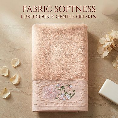 Floral Embroidered Hand Towels for Bathroom, 29" x 13" Soft Absorbent Flower Hand Towel Set