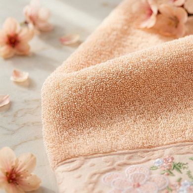 Floral Embroidered Hand Towels for Bathroom, 29" x 13" Soft Absorbent Flower Hand Towel Set