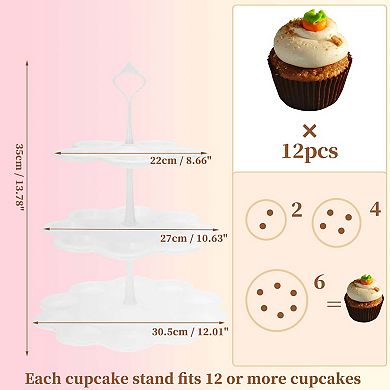 3-Layer Dessert Cupcake Stand Flower-shaped Cake Display Holder for Pastries White 1Set