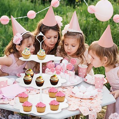 3-Layer Dessert Cupcake Stand Flower-shaped Cake Display Holder for Pastries White 1Set