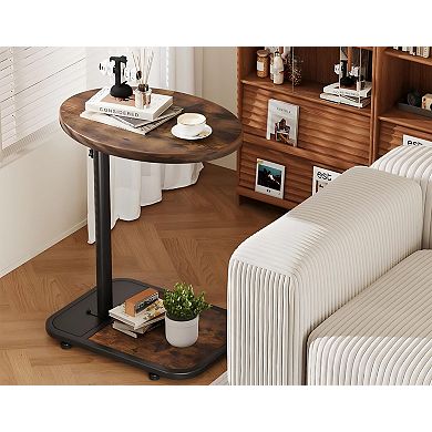 C-Shaped TV Tray Table Adjustable Height for Small Space