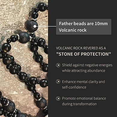 Saint Michael Obsidian Rosary Necklace Handmade Cross Gift