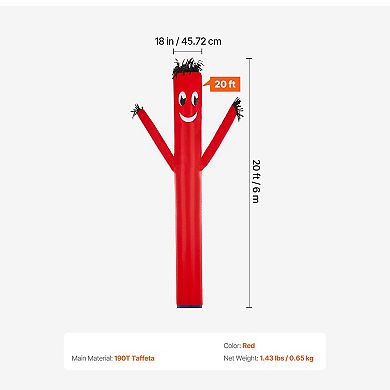 20 ft Inflatable Tube Man with Smiling Face for Outdoor and Event Use, Red