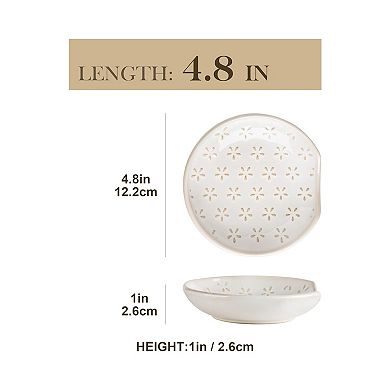 Ceramic Spoon Rest, 4.8" Utensil Holder for Ladles, Spoons & Tongs, Modern Farmhouse Decor