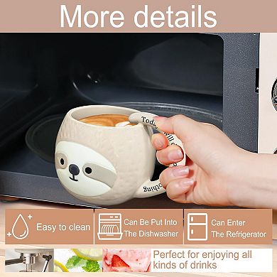 Novelty Sloth Coffee Mug 3D Ceramic Funny 11oz