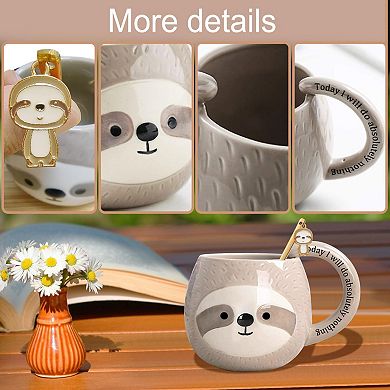 Novelty Sloth Coffee Mug 3D Ceramic Funny 11oz