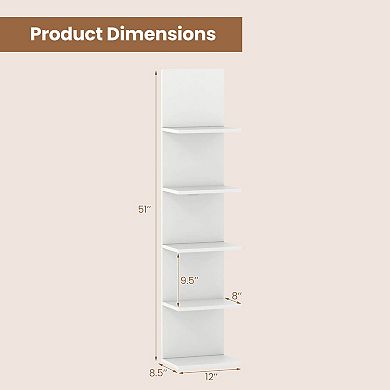Costway 5-Tier Wall Shelves Vertical Floating Storage Shelf Unit Wall-Mounted Organizer