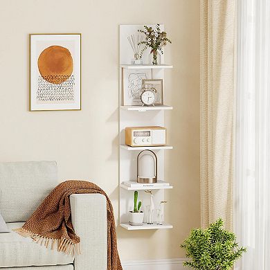 Costway 5-Tier Wall Shelves Vertical Floating Storage Shelf Unit Wall-Mounted Organizer
