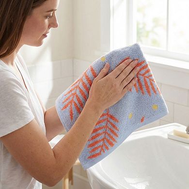 Cotton Soft Hand Towel for Bathroom, Leaf Pattern Absorbent Towel for Home 29" x 13"