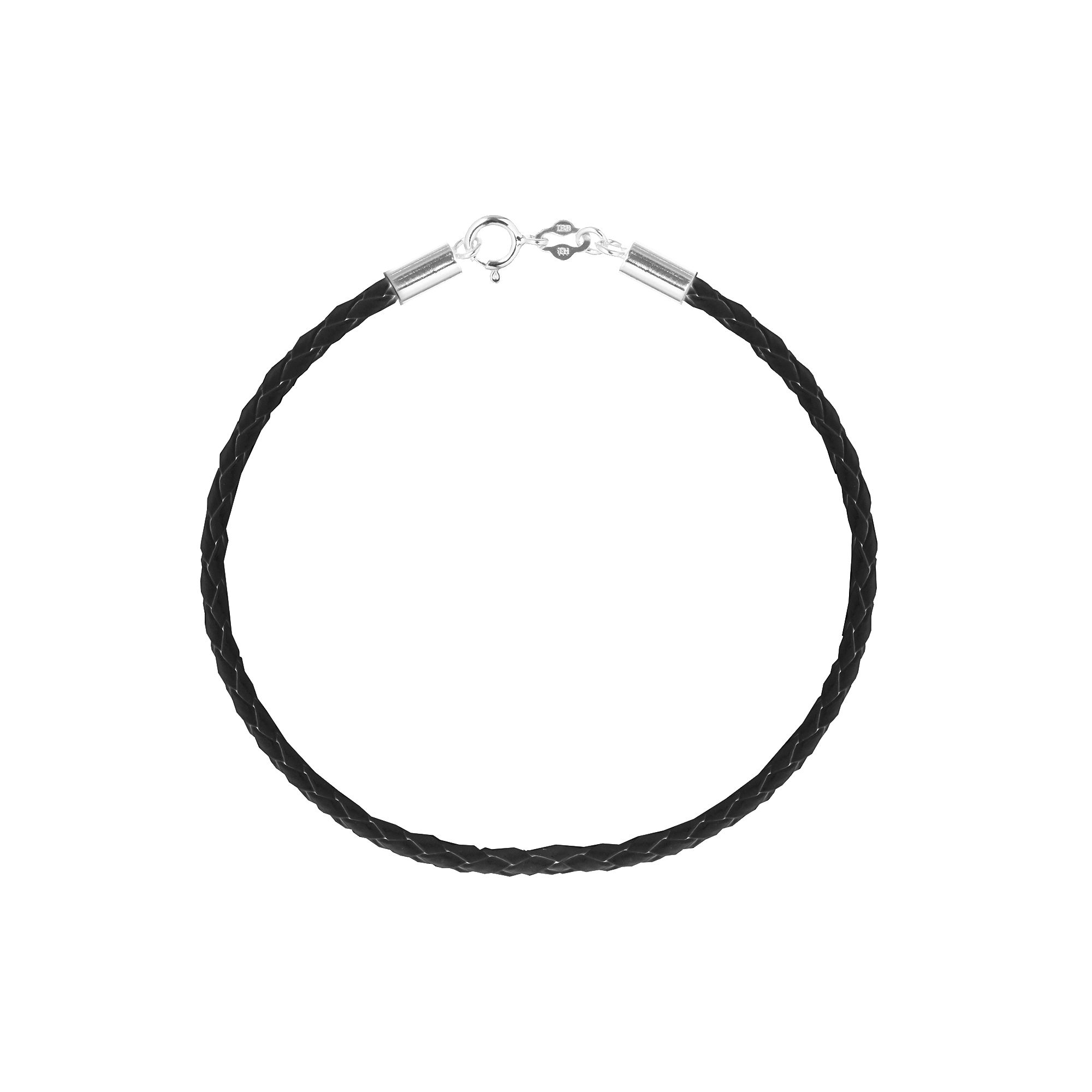Individuality Beads Sterling Silver Braided Leather Bracelet, Womens, Blac