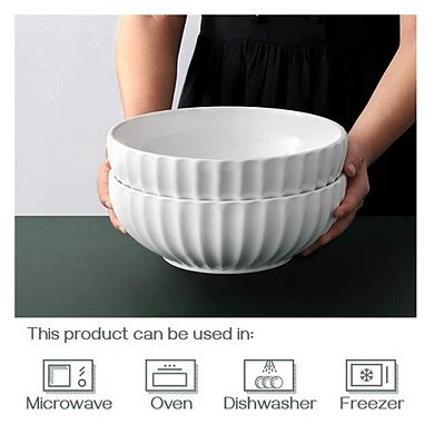 White Ceramic Pumpkin-Shaped Serving Bowls Set of 2 - Perfect for Parties, Holidays, and Everyday