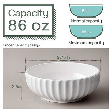 White Ceramic Pumpkin-Shaped Serving Bowls Set of 2 - Perfect for Parties, Holidays, and Everyday
