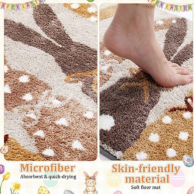 Easter Bunny Bathroom Rug Non Slip Spring Easter Decor