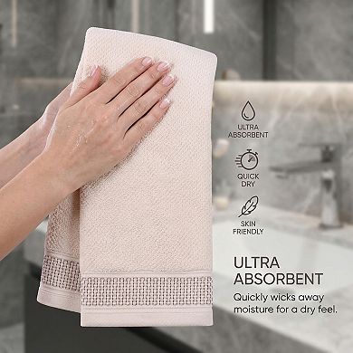 Cotton Waffle Textured Hand Towels, 29" x 13" Soft Absorbent Decorative Hand Towel for Bathroom
