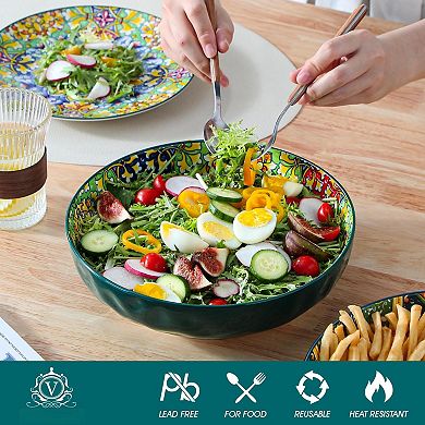 Bohemian Decorative 78 Oz Salad Set of 2: Colorful, Durable, Dishwasher Microwave Safe