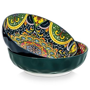 Bohemian Decorative 78 Oz Salad Set of 2: Colorful, Durable, Dishwasher Microwave Safe