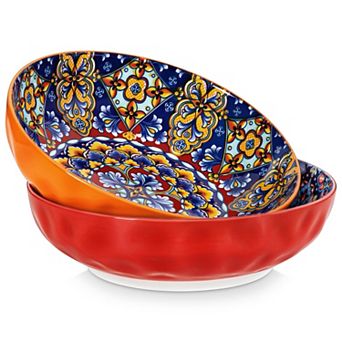 Bohemian Decorative 78 Oz Salad Set of 2: Colorful, Durable, Dishwasher Microwave Safe