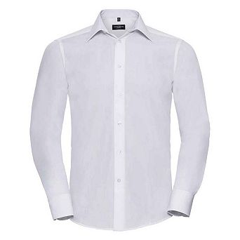 Russell Collection Mens Poplin Tailored Long-Sleeved Formal Shirt