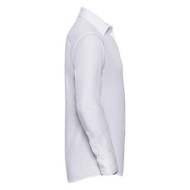 Russell Collection Mens Poplin Tailored Long-Sleeved Formal Shirt